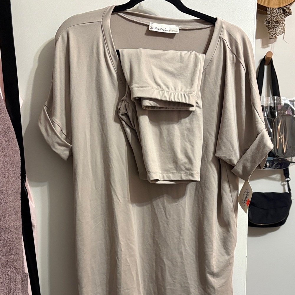 Zenana Women's Tan Pajama Set